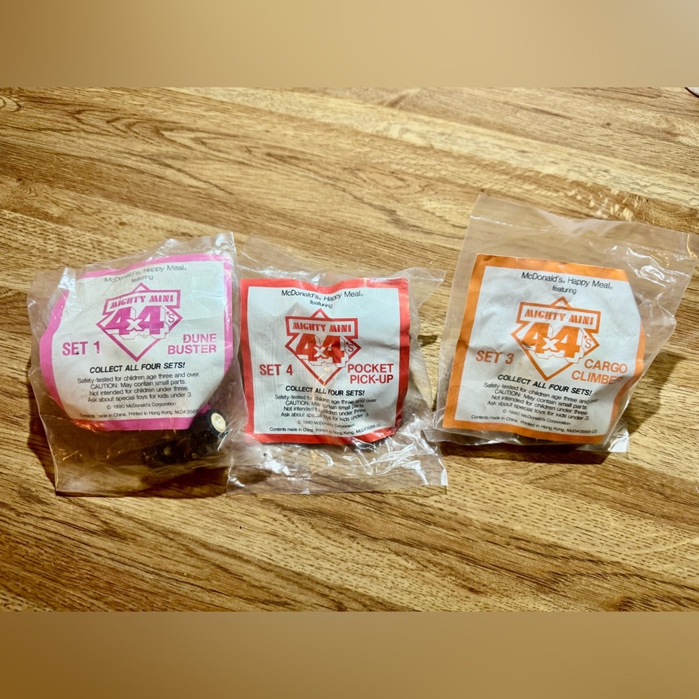 Vintage McDonald’s Mighty Mini 4x4 Happy Meal Toys Lot of 3 (1990)